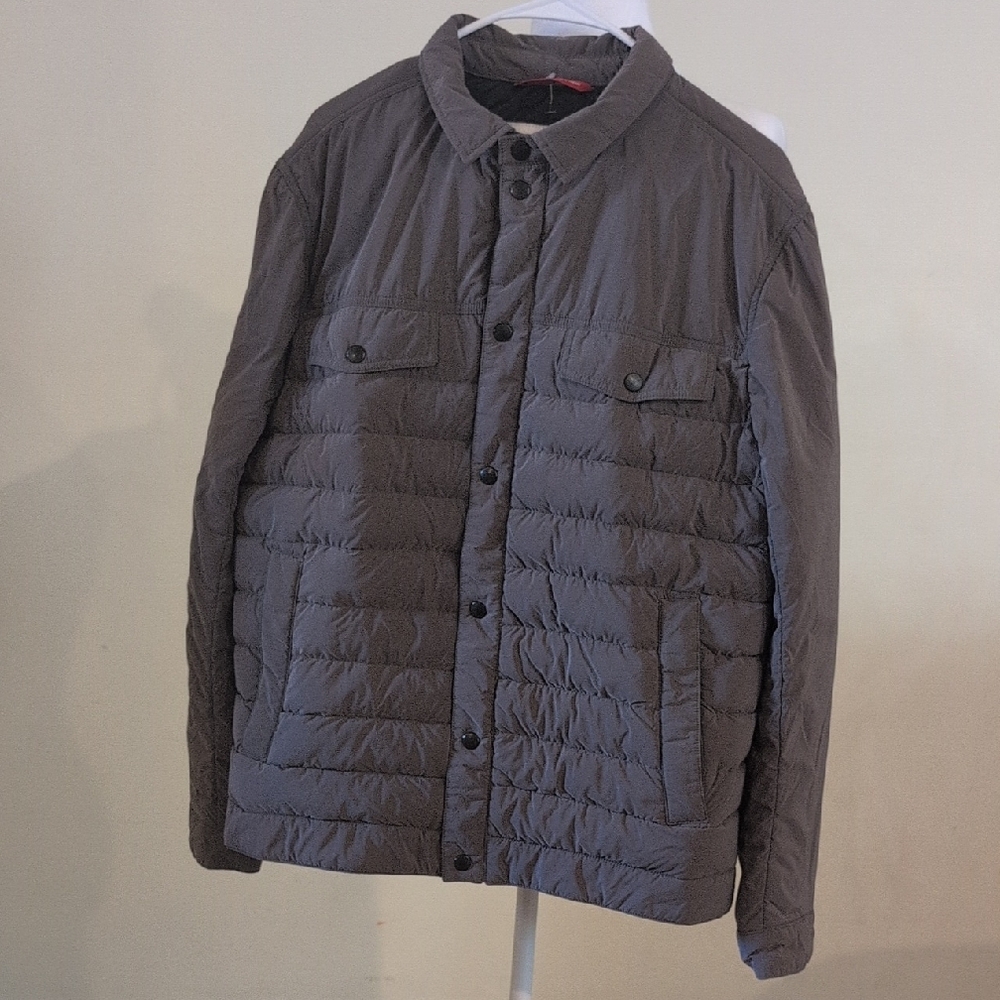 Quartz Co Men's Quilted Button-Front Puffer Jacket in Taupe
